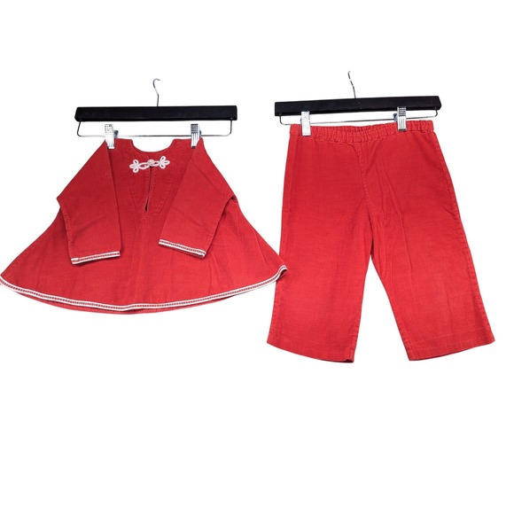 Unbranded Other - Vintage Red Corduroy Tunic and Pants Set 12 Months Holiday Retro Classic